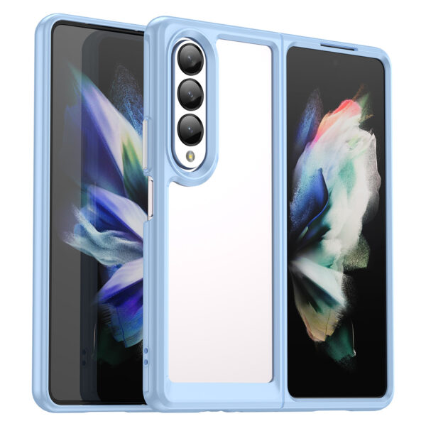 Skaidrus dėklas Outer Space Case telefonui SAMSUNG GALAXY Z FOLD 3 su mėlynu rėmeliu