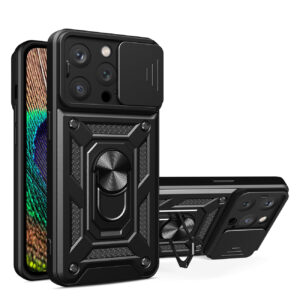 Juodas dėklas Hybrid Armor Camshield telefonui APPLE IPHONE 14 PRO
