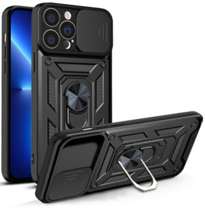 Juodas dėklas Hybrid Armor Camshield telefonui APPLE IPHONE 13 PRO