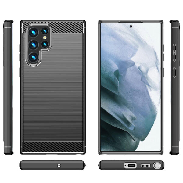 Juodas dėklas Carbon Case telefonui SAMSUNG GALAXY S23 ULTRA