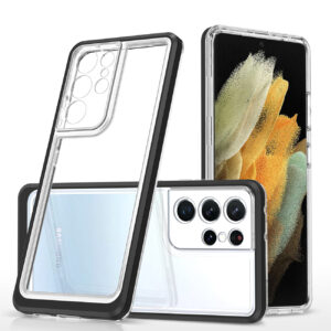 Skaidrus dėklas Clear 3in1 telefonui SAMSUNG GALAXY S23 ULTRA su juodu rėmeliu