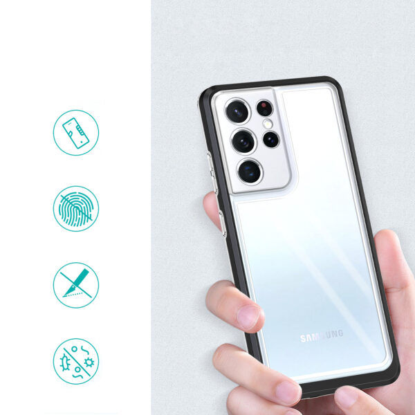 Skaidrus dėklas Clear 3in1 telefonui SAMSUNG GALAXY S23 ULTRA su juodu rėmeliu