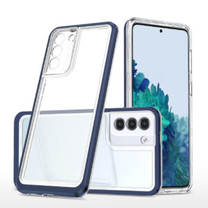 Skaidrus dėklas Clear 3in1 telefonui SAMSUNG GALAXY S23 su mėlynu rėmeliu