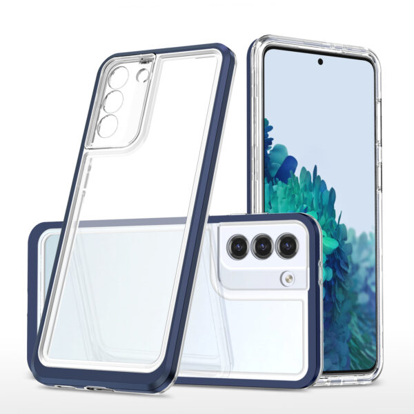Skaidrus dėklas Clear 3in1 telefonui SAMSUNG GALAXY S23 su mėlynu rėmeliu