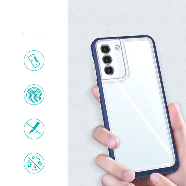 Skaidrus dėklas Clear 3in1 telefonui SAMSUNG GALAXY S23 su mėlynu rėmeliu