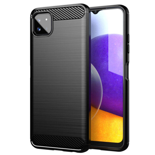 Juodas dėklas Carbon Case telefonui Samsung Galaxy A22 5G