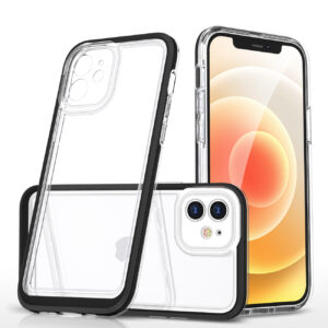 Skaidrus dėklas Clear 3in1 telefonui APPLE IPHONE 12 su juodu rėmeliu