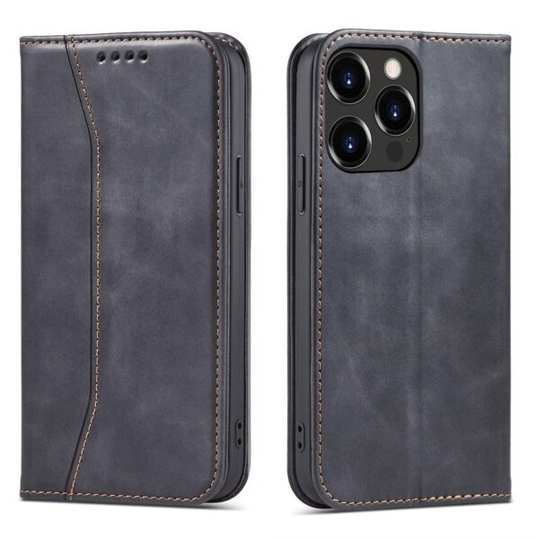 Juodas dėklas-knygutė Magnet Fancy Case telefonui APPLE IPHONE 14 PLUS