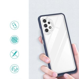 Samsung Galaxy A32 4G telefono dėklas Clear 3in1, su mėlynu rėmeliu
