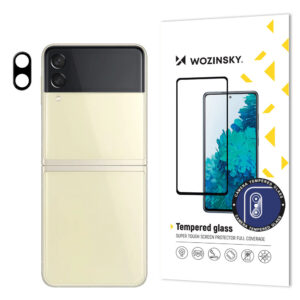 Grūdinto stiklo kameros apsauga telefonui SAMSUNG GALAXY Z FLIP 3 juodos spalvos