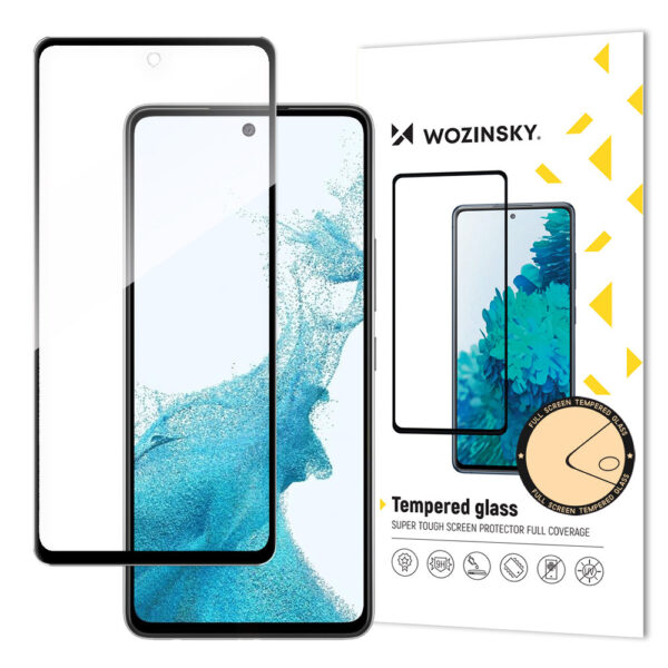 Grūdinto stiklo ekrano apsauga telefonui SAMSUNG GALAXY A53 5G su juodu rėmeliu