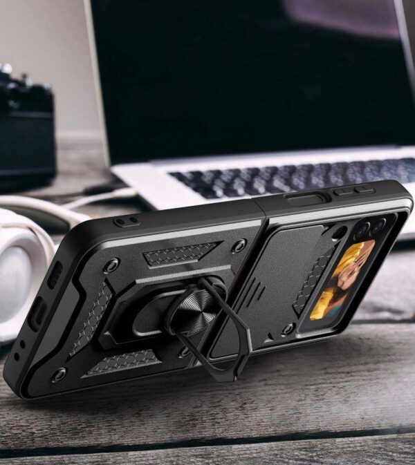 Juodas dėklas Tech-Protect Camshield Pro telefonui SAMSUNG GALAXY Z FLIP 4