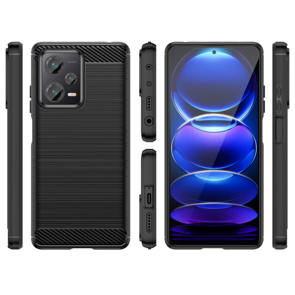 Juodas dėklas Carbon Case telefonui XIAOMI REDMI NOTE 12 PRO PLUS
