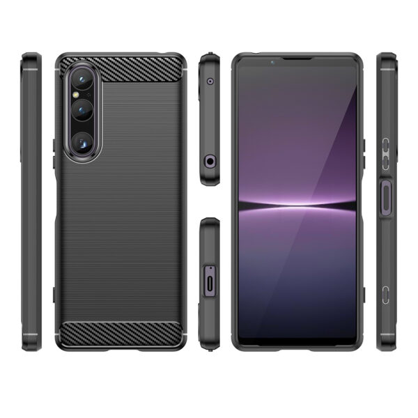 Juodas dėklas Carbon Case telefonui SONY XPERIA 1 V