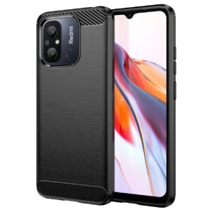 Juodas dėklas Carbon Case telefonui XIAOMI REDMI 11A / POCO C55 / REDMI 12C