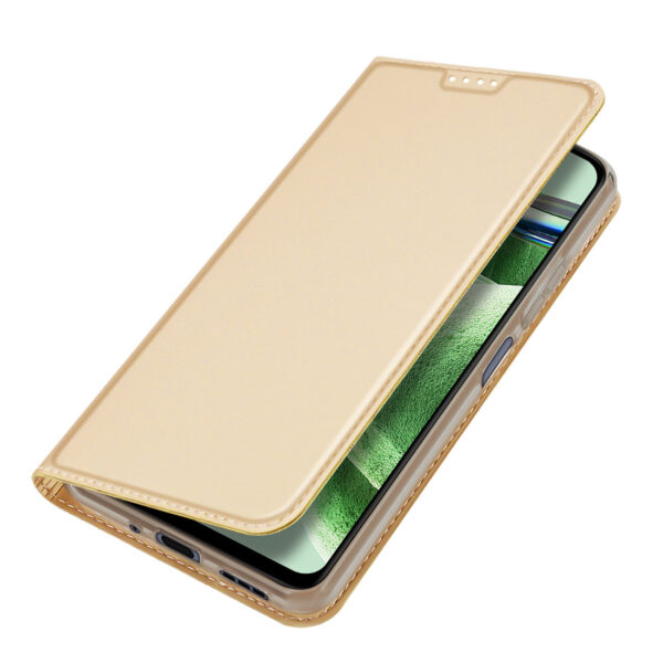 Aukso spalvos dėklas-knygutė Dux Ducis Skin Pro telefonui XIAOMI REDMI NOTE 12 PRO / POCO X5 PRO 5G