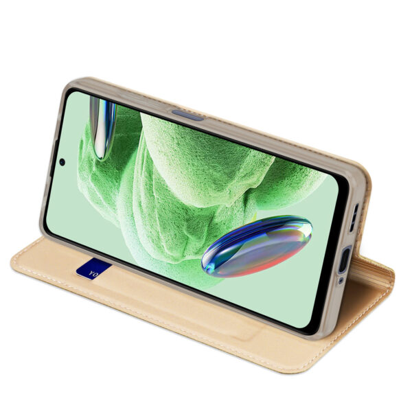 Aukso spalvos dėklas-knygutė Dux Ducis Skin Pro telefonui XIAOMI REDMI NOTE 12 PRO / POCO X5 PRO 5G