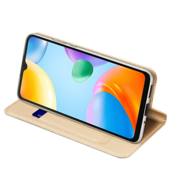 Aukso spalvos dėklas-knygutė Dux Ducis Skin Pro Flip telefonui XIAOMI REDMI 10C