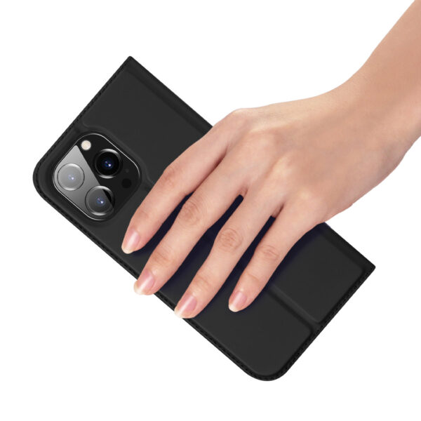Juodas dėklas-knygutė Dux Ducis Skin Pro Holster telefonui APPLE IPHONE 14 PRO