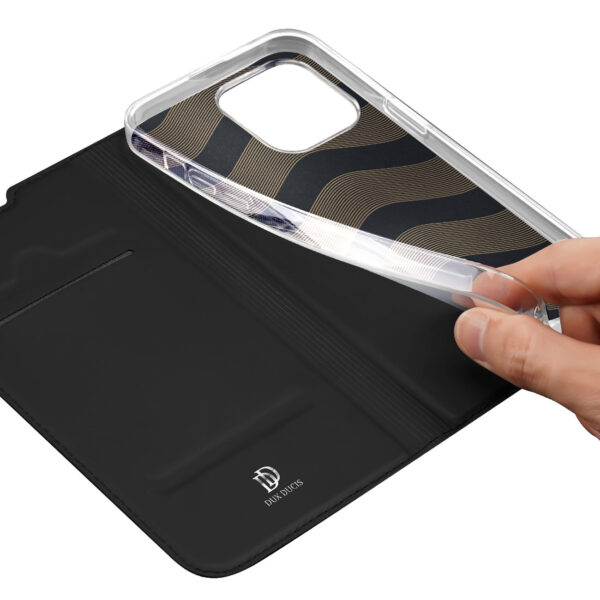 Juodas dėklas-knygutė Dux Ducis Skin Pro Holster telefonui APPLE IPHONE 14 PRO