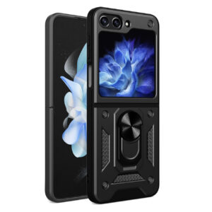 Juodas dėklas Hybrid Armor Camshield telefonui SAMSUNG GALAXY Z FLIP 5 5G