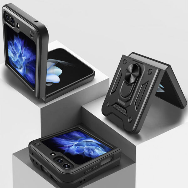 Juodas dėklas Hybrid Armor Camshield telefonui SAMSUNG GALAXY Z FLIP 5 5G