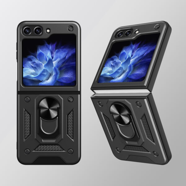 Juodas dėklas Hybrid Armor Camshield telefonui SAMSUNG GALAXY Z FLIP 5 5G
