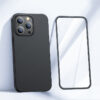 Juodas dėklas Joyroom 360 Full + grūdintas stiklas su juodu rėmeliu telefonui APPLE IPHONE 13 PRO MAX