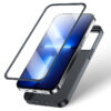 Juodas dėklas Joyroom 360 Full + grūdintas stiklas su juodu rėmeliu telefonui APPLE IPHONE 13 PRO MAX