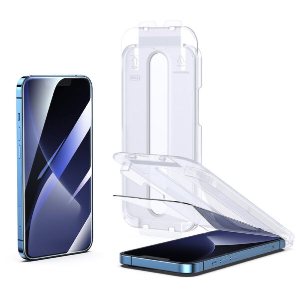 Grūdinto stiklo ekrano apsauga telefonui APPLE IPHONE 14 PRO MAX su rėmeliu tiksliam užklijavimui