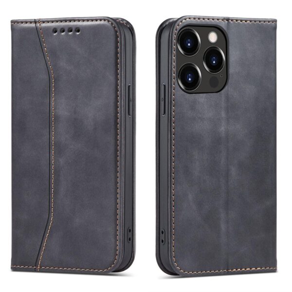 Juodas dėklas-knygutė Magnet Fancy Case telefonui APPLE IPHONE 13 PRO