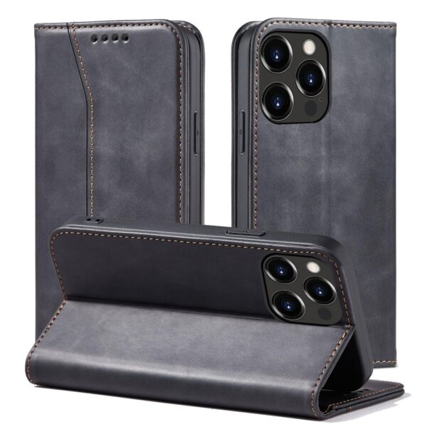 Juodas dėklas-knygutė Magnet Fancy Case telefonui APPLE IPHONE 13 PRO