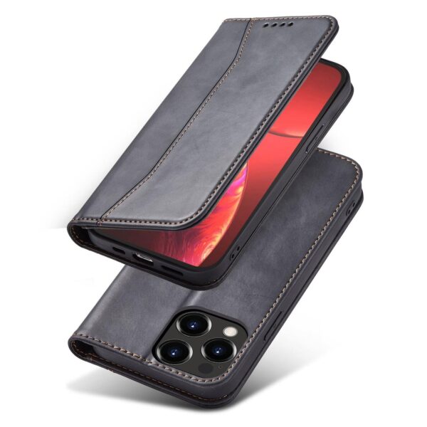 Juodas dėklas-knygutė Magnet Fancy Case telefonui APPLE IPHONE 13 PRO
