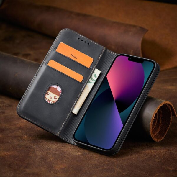 Juodas dėklas-knygutė Magnet Fancy Case telefonui APPLE IPHONE 13 MINI