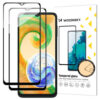 2 vnt. grūdinto stiklo ekrano apsauga telefonui SAMSUNG GALAXY A04s su juodu rėmeliu